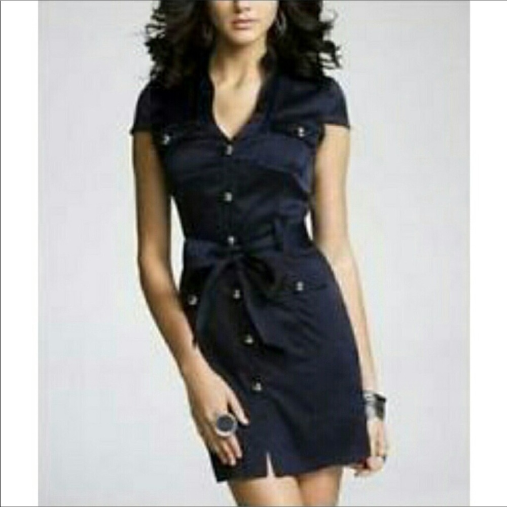 Express military style satin dress